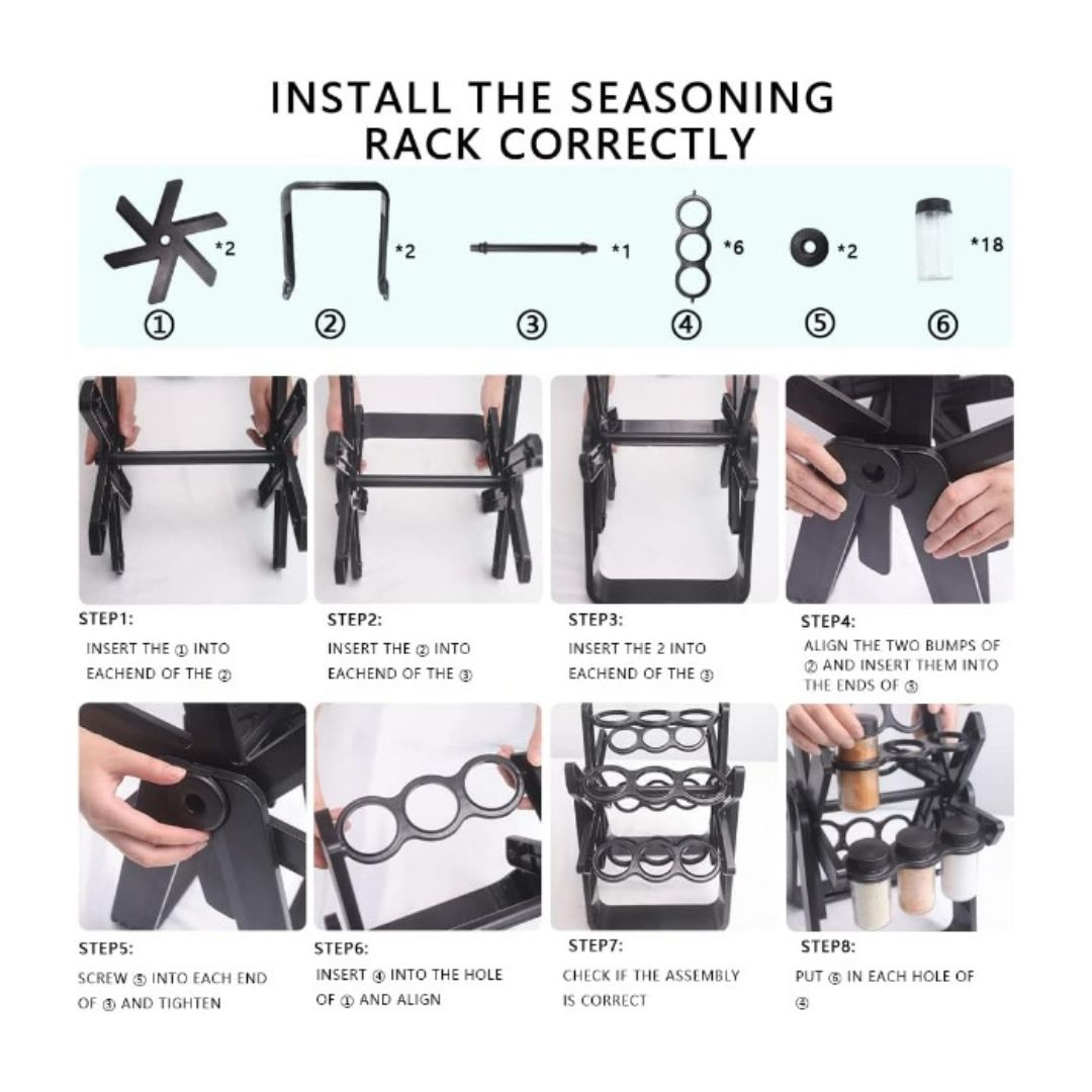 Rotating Spice Rack – 18 Jars
