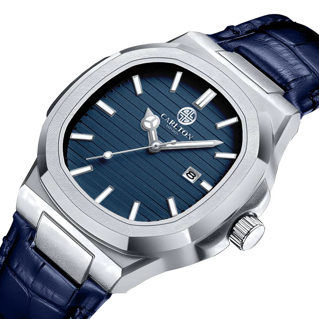 Men’s Dark Blue Leather Analog Watch Bold, Sleek & Timeless