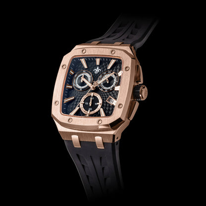 Rose Gold Luxury Chronograph Watch Midnight Flame