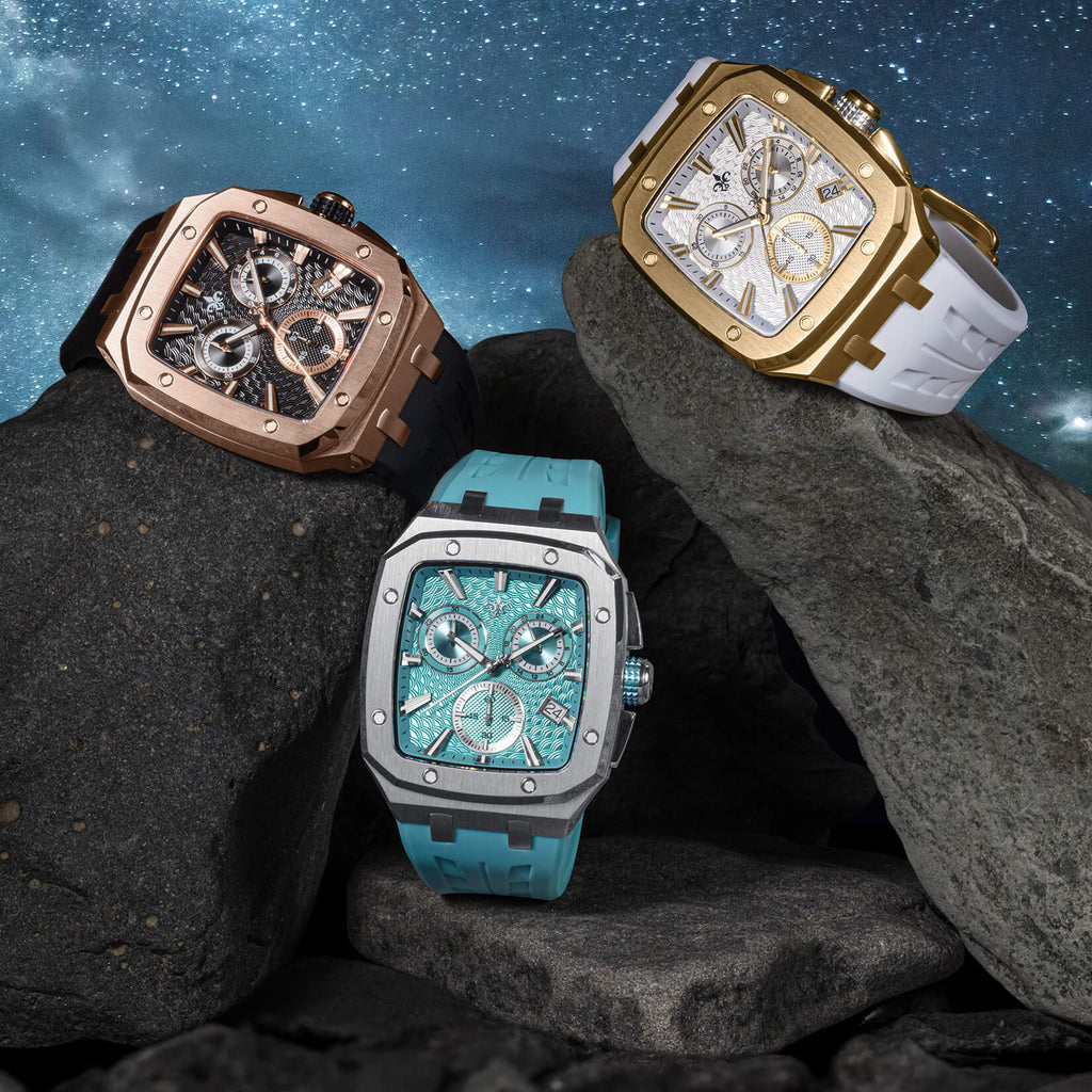 Rose Gold Luxury Chronograph Watch Midnight Flame