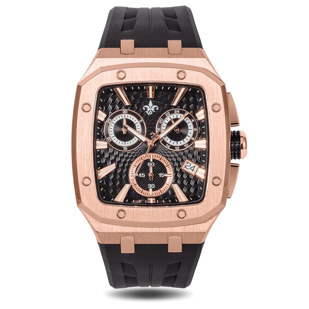 Rose Gold Luxury Chronograph Watch Midnight Flame