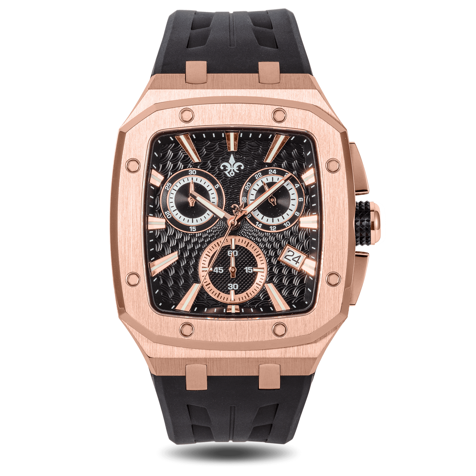 Rose Gold Luxury Chronograph Watch Midnight Flame