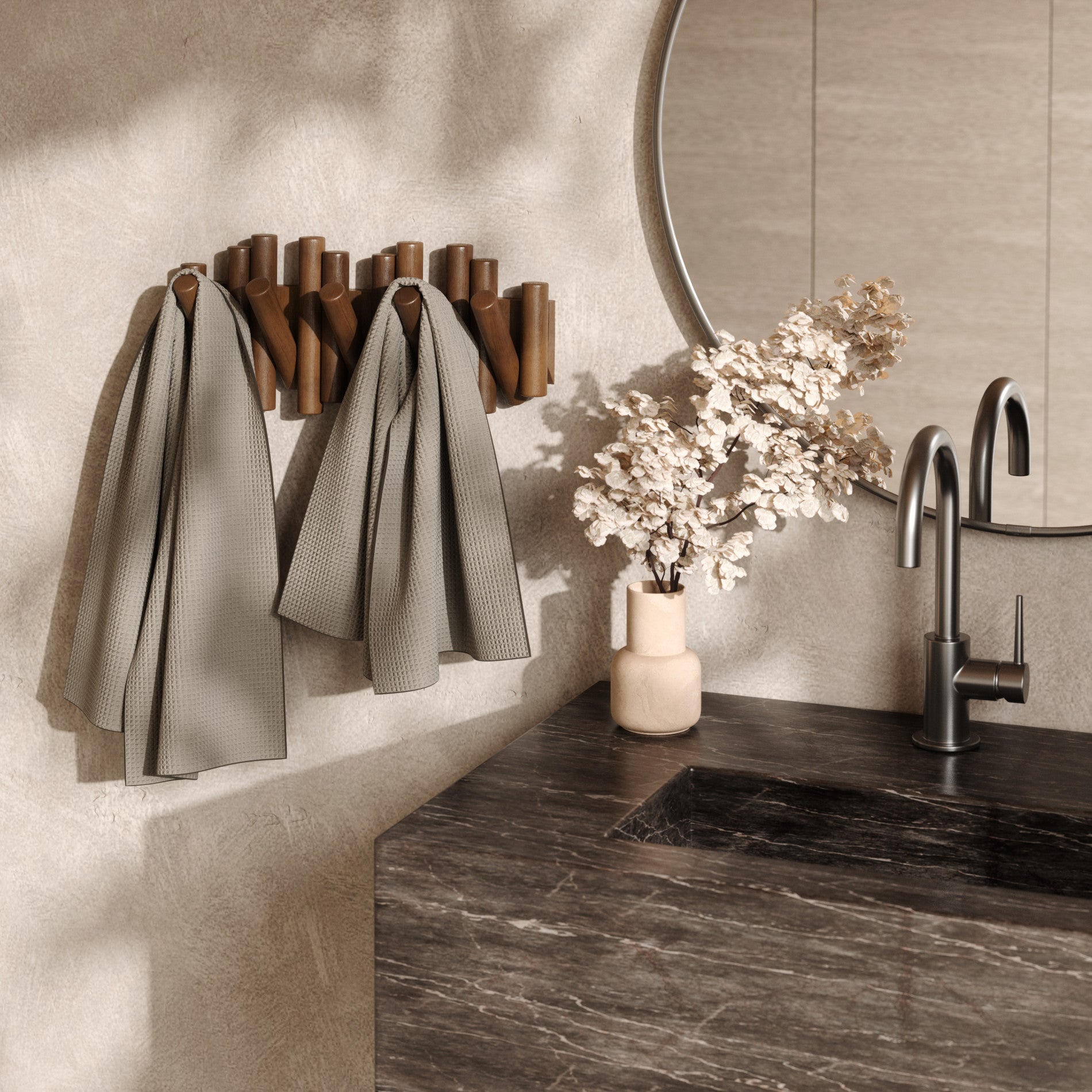 Real Pine Wood Wall Hook 5 Flip Down Hook.