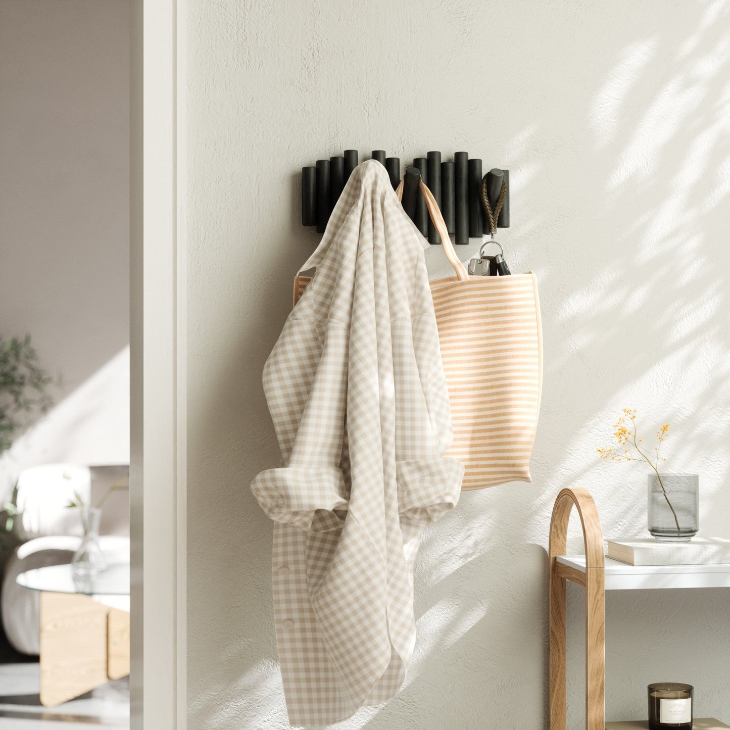 Real Pine Wood Wall Hook 5 Flip Down Hook.