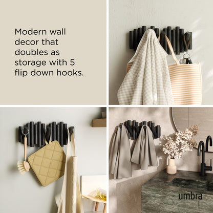 Real Pine Wood Wall Hook 5 Flip Down Hook.