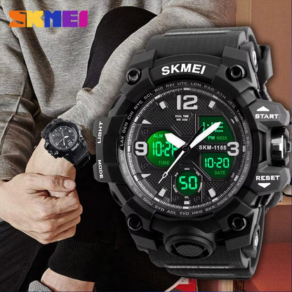 Men’s Stainless Steel Waterproof Chronograph Watch Analog + Digital Power, Bold Design