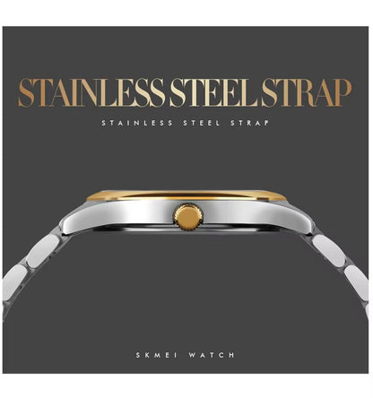 SKMEI Men’s Luxury Quartz Watch Gold & Silver Power.