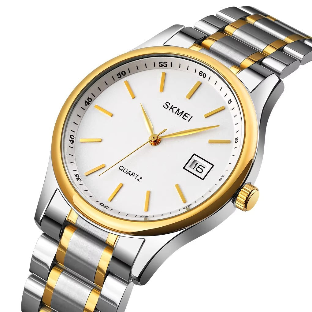 SKMEI Men’s Luxury Quartz Watch Gold & Silver Power.